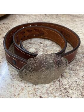 Vintage | Accessories | Vintage White Leather Belt Silver  display picture 3